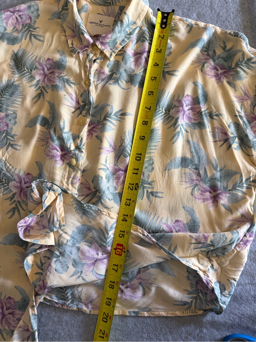 American Eagle Outfitters Cream Floral Button-Front Bodysuit - Picture 8 of 12
